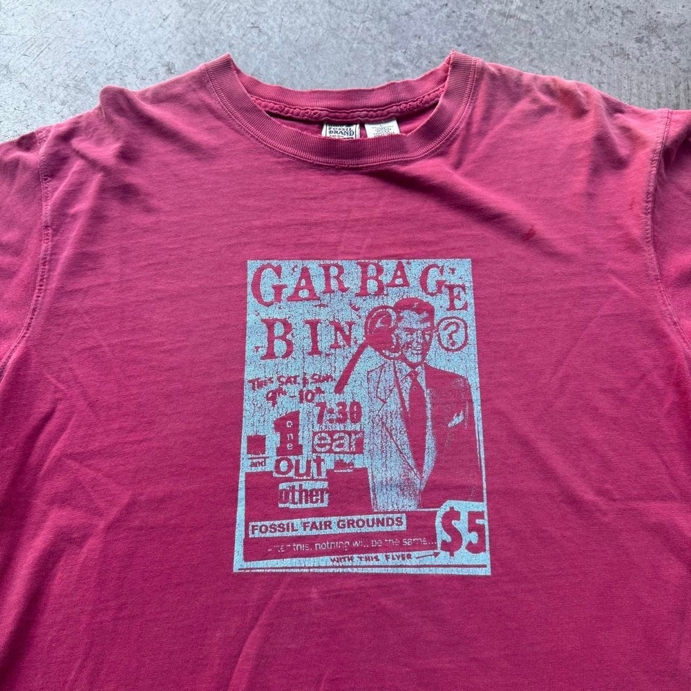 Vintage Fossil Fair Ground Garbage Bin Americano Art Shirt Stussy Birdhouse